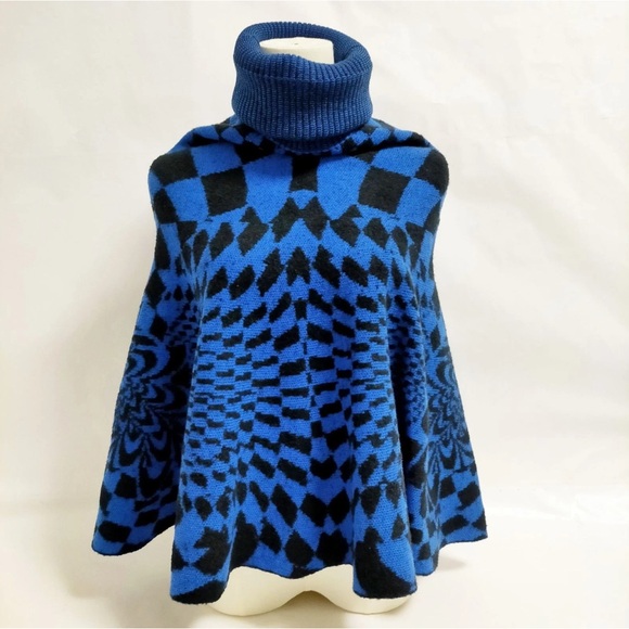 Stella McCartney Blue Turtleneck Poncho - Picture 1 of 4